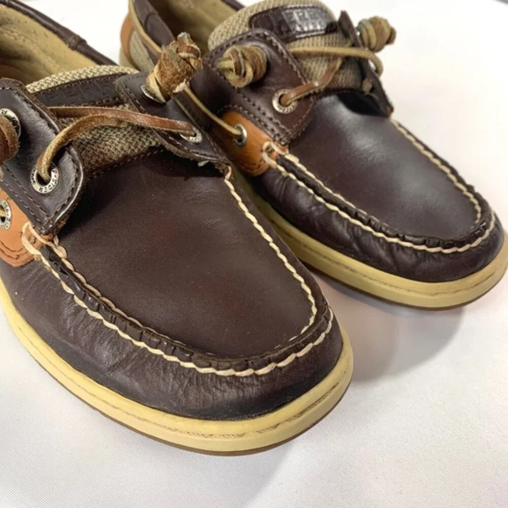 Sperry Leather Lace Up Loafers Boat Shoes Womens‎ 6.5 Brown